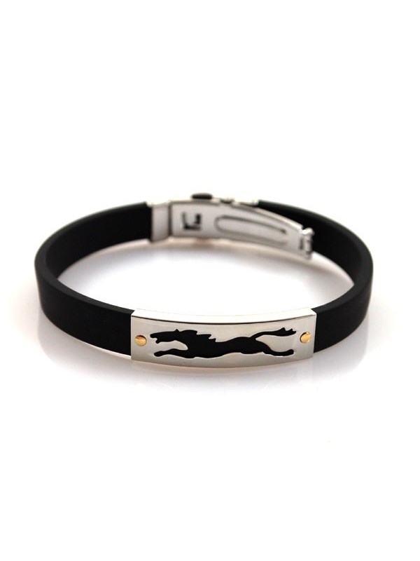 Bracciale con cavallo in acciaio caucciu e oro
