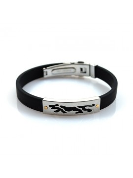 Bracciale con cuore in acciaio caucciu e oro