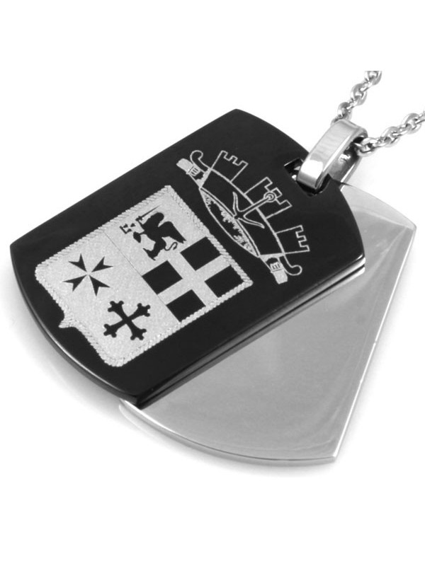 Collana doppia piastra con simbolo marina militare