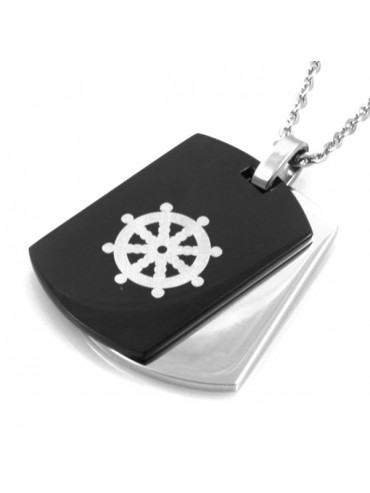 Collana doppia piastra con timone acciaio