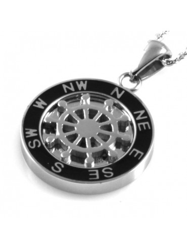 Collana con ciondolo timone in acciaio