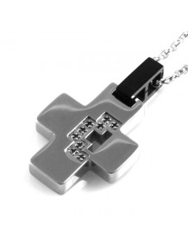 Collana con pendente croce a ciondolo in acciaio