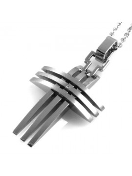 Collana con pendente croce a ciondolo in acciaio