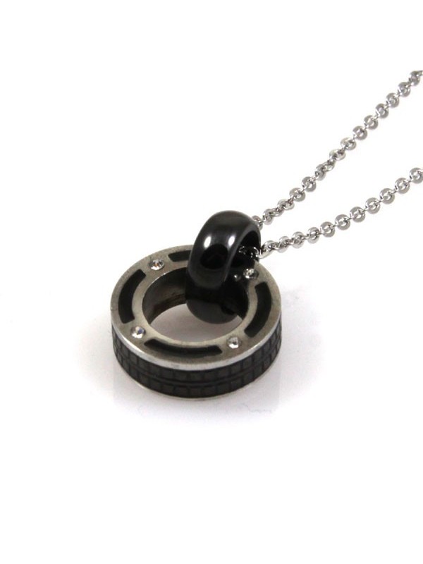 Collana uomo con ciondolo pendente rotondo a cerchio