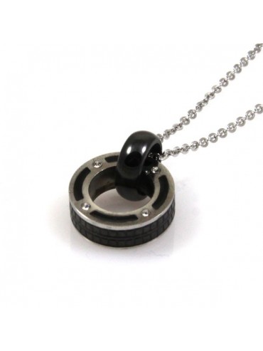 Collana uomo con ciondolo pendente rotondo a cerchio