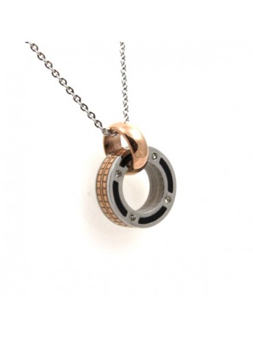 Collana uomo con ciondolo pendente rotondo a cerchio