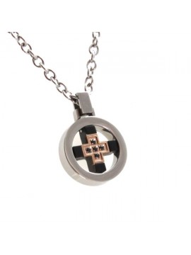 Collana con pendente a ciondolo rotondo con croce