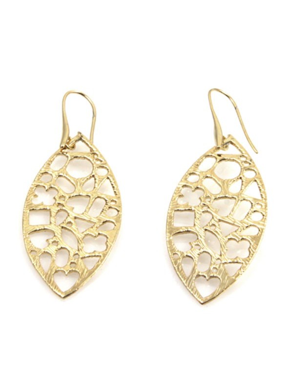 Orecchini donna in bronzo dorato pendenti a foglia