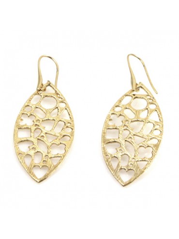 Orecchini donna in bronzo dorato pendenti a foglia