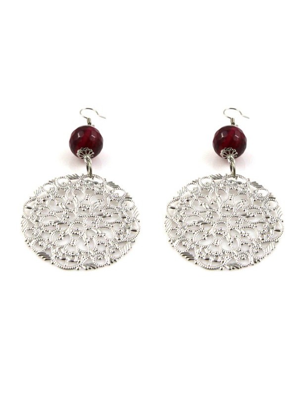 Orecchini donna in bronzo argentato e pietre pendenti