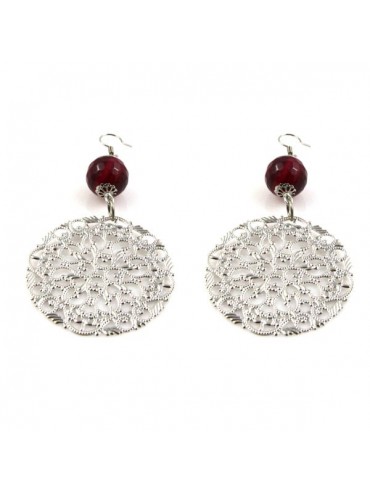 Orecchini donna in bronzo argentato e pietre pendenti