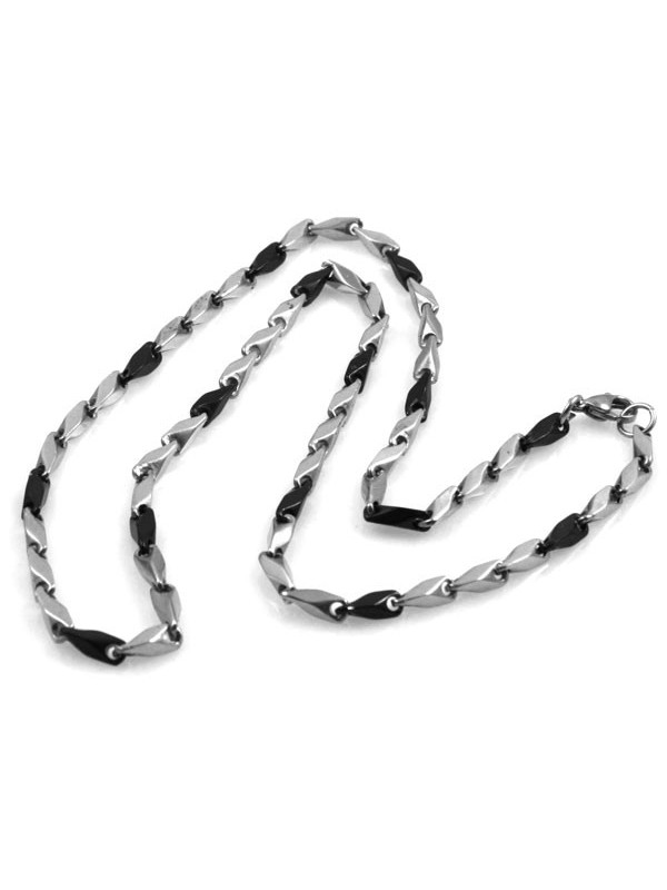Collana uomo acciaio bicolore romboidale