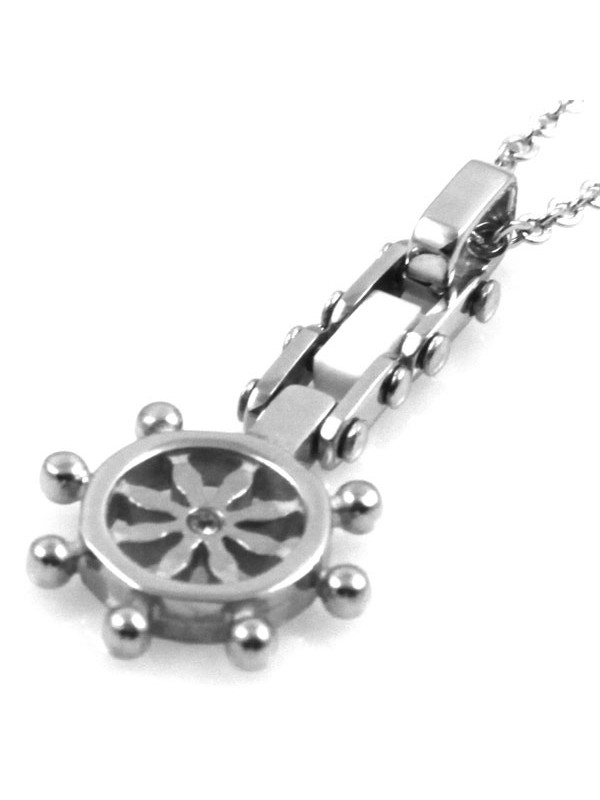 Collana con pendente timone a ciondolo in acciaio e ceramica