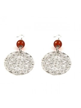 Orecchini donna in bronzo argentato e pietre pendenti