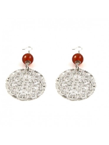 Orecchini donna in bronzo argentato e pietre pendenti