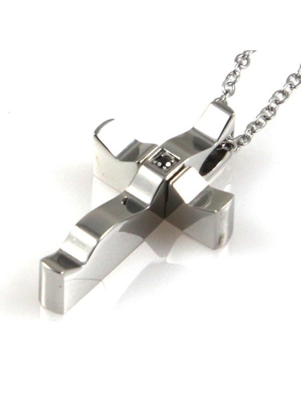 Collana con croce in acciaio ciondolo pendente
