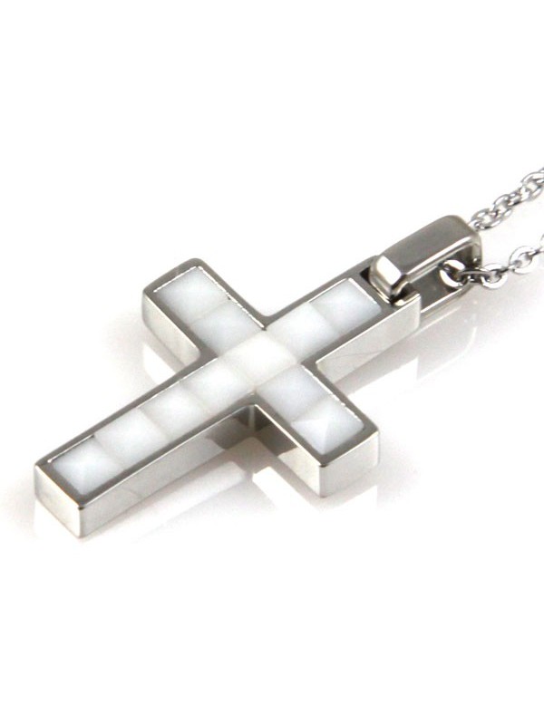 Collana con croce in acciaio ciondolo pendente