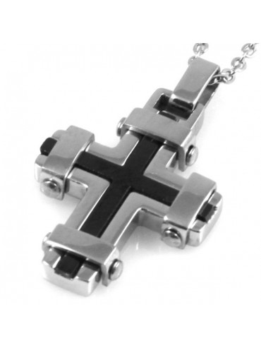 Collana con croce in acciaio ciondolo pendente