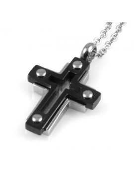 Collana con croce in acciaio ciondolo pendente