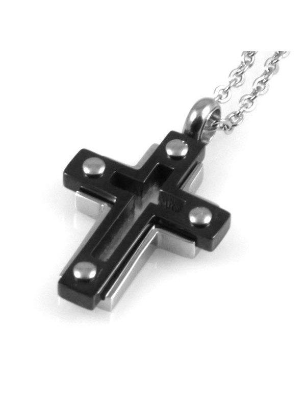 Collana con croce in acciaio ciondolo pendente