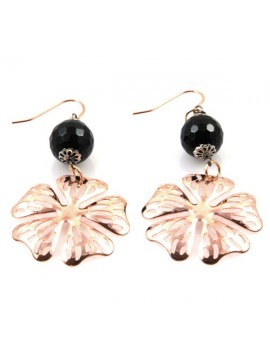 Orecchini donna in bronzo ramato e pietre pendenti