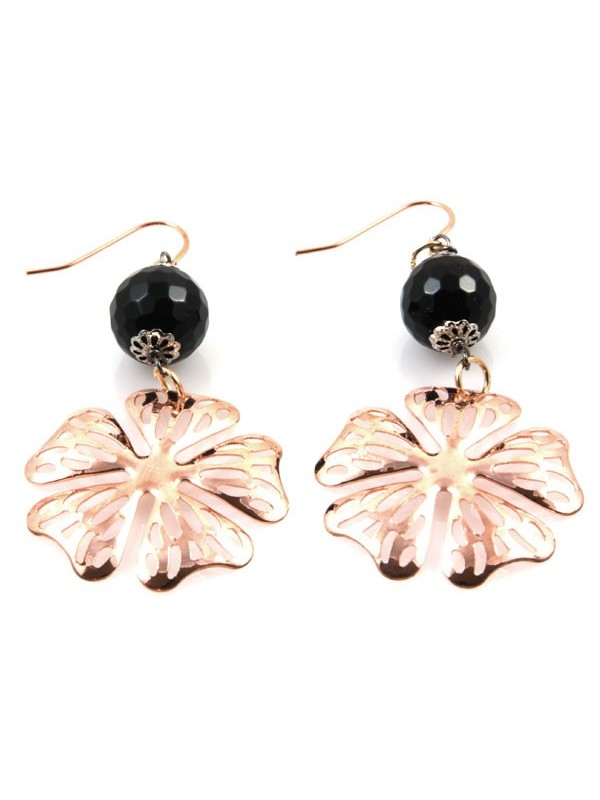 Orecchini donna in bronzo ramato e pietre pendenti