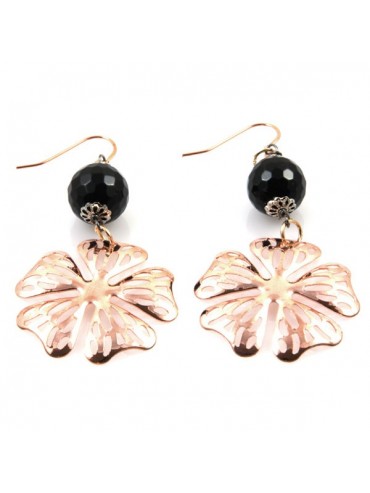 Orecchini donna in bronzo ramato e pietre pendenti