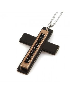 Collana con croce in acciaio ciondolo pendente