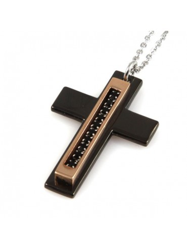 Collana con croce in acciaio ciondolo pendente