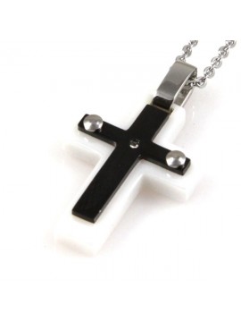 Collana con croce in acciaio ciondolo pendente