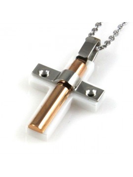 Collana con croce in acciaio ciondolo pendente