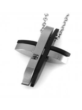 Collana con croce in acciaio ciondolo pendente