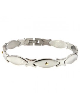 Bracciale in acciaio con elementi in oro
