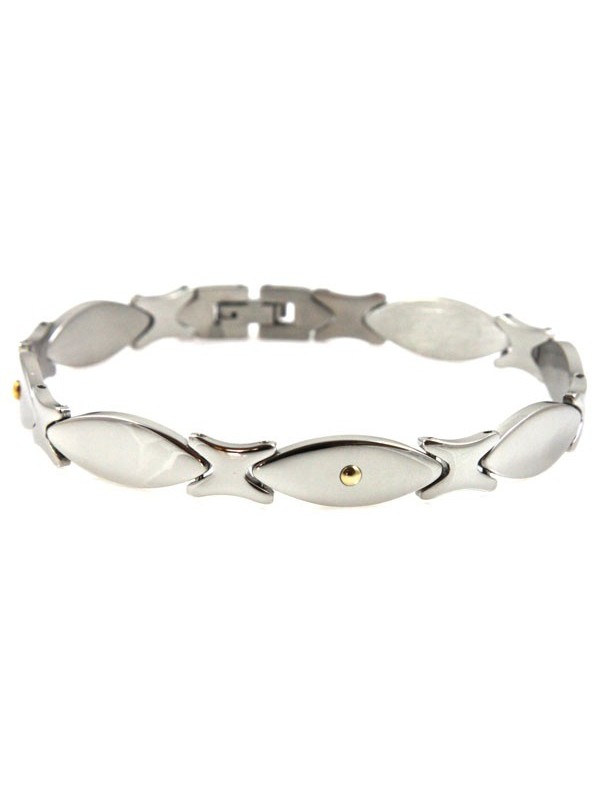 Bracciale in acciaio con elementi in oro