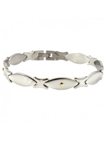 Bracciale in acciaio con elementi in oro