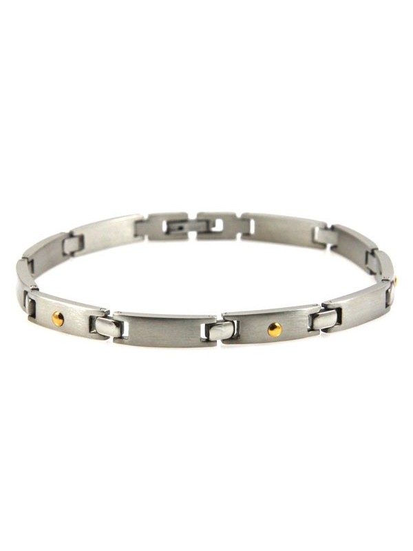 Bracciale in acciaio con elementi in oro