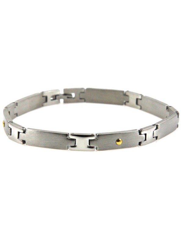 Bracciale in acciaio con elementi in oro