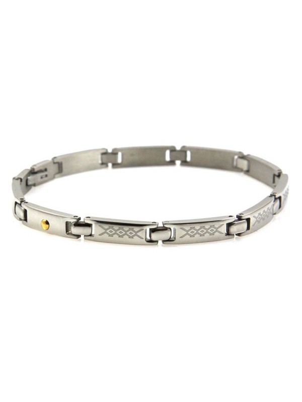 Bracciale in acciaio con disegni laser