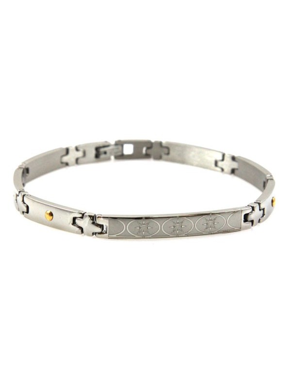 Bracciale in acciaio con disegni laser