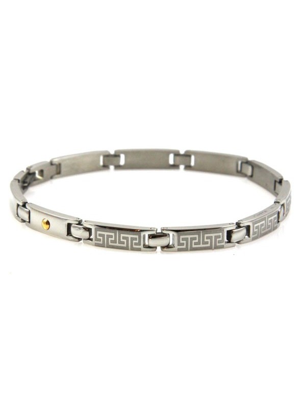 Bracciale in acciaio con disegni laser