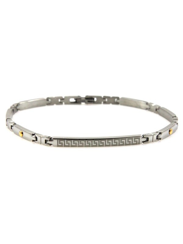 Bracciale in acciaio con disegni laser
