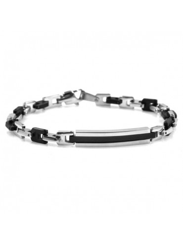 Bracciale uomo acciaio bicolore con piastra