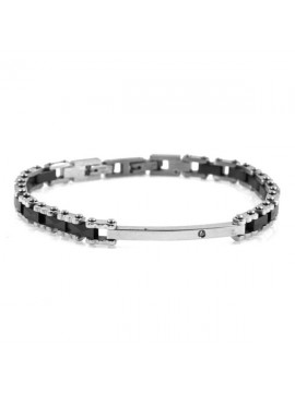 Bracciale uomo acciaio e ceramica con piastra