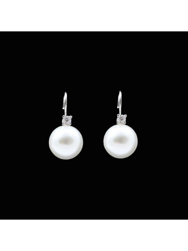 Orecchini donna perle e strass a monachella in argento