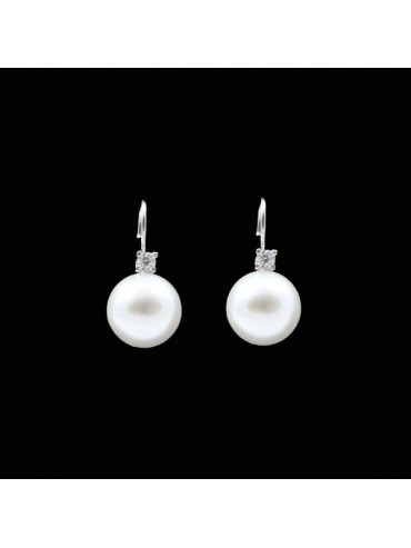 Orecchini donna perle e strass a monachella in argento