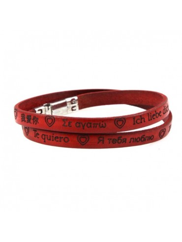 Bracciale ti amo in tutte le lingue del mondo in pelle