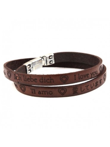 Bracciale ti amo in tutte le lingue del mondo in pelle