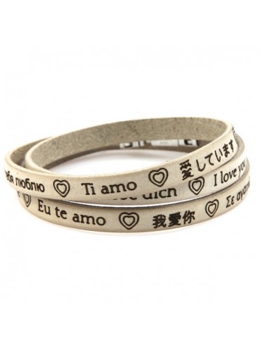Bracciale ti amo in tutte le lingue del mondo in pelle