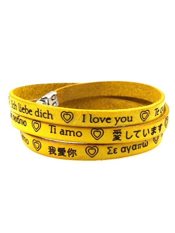 Bracciale ti amo in tutte le lingue del mondo in pelle