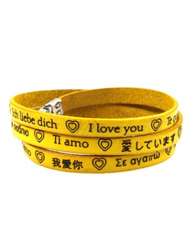 Bracciale ti amo in tutte le lingue del mondo in pelle